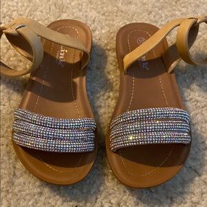 Girls' Tan and Silver Sandals